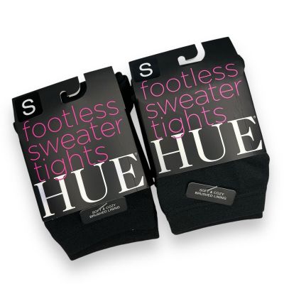 Hue Womens Soft Cozy Brushed Lining Footless Sweater Tights Black Size S 2 Pairs